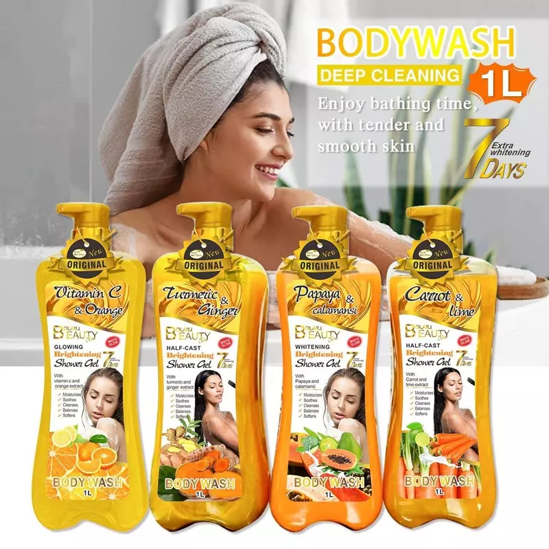 Gel de ducha limpiador profundo y aclarador con cúrcuma y vitamina C